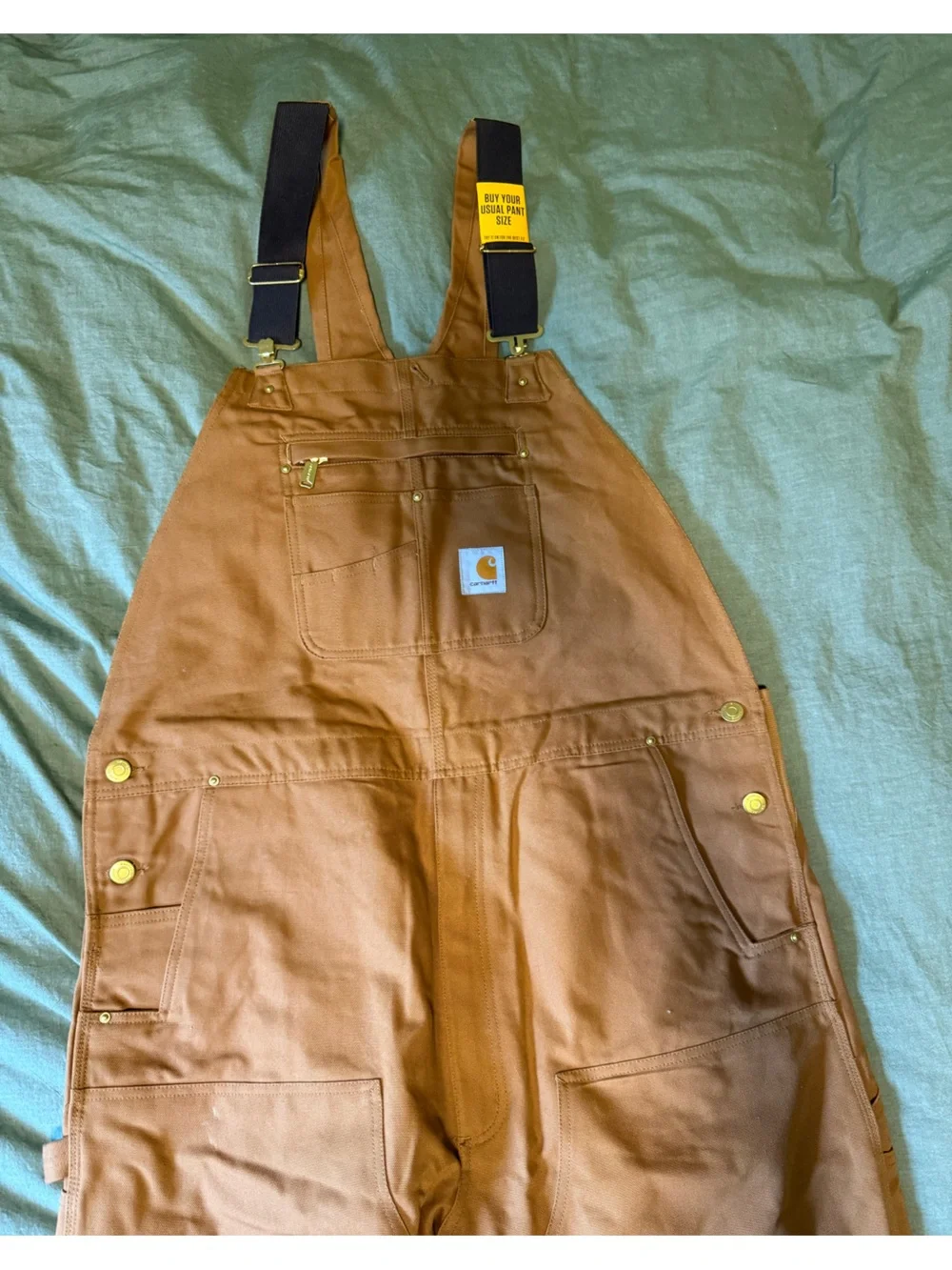 Carhartt Brown Bib Overalls with Black Straps
